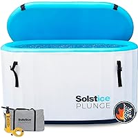 SOLSTICE ORIGINAL Inflatable Cold Plunge Ice Bath Tub Compatible W/ Water Chillers & Ozone Filters | Outdoor & Indoor | Inlet Outlet Connection for Accessories | Insulated Lid Hot Cold | 100 Gallon