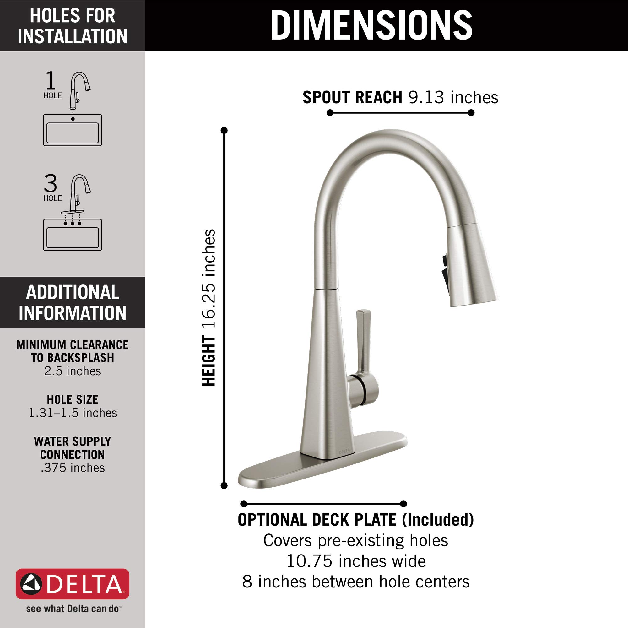 Delta Faucet Ophelia Brushed Nickel Kitchen Faucet, Kitchen Faucets with Pull Down Sprayer, Kitchen Sink Faucet, Faucet for Kitchen Sink, Magnetic Docking, SpotShield Stainless 19888TZ-SP-DST