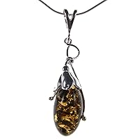 Baltic amber and sterling silver 925 designer green flowerbud pendant necklace - 10 12 14 16 18 20 22 24 26 28 30 32 34 36 38 40