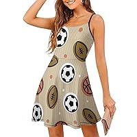 Rugby Basketball and Football Women's Sling Dress Spaghetti Strap Mini Dress Sleeveless Short Dresses Casual Swing Sundress