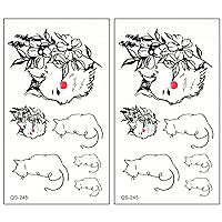 Mini Tattoos 2 Sheets Flowers Cat Rabbit Cartoon Tattoos Art Stickers Waterproof Temporary Painting Make up Sexy Body Fake Tattoo for Men Women Teens (11)