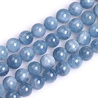 JOE FOREMAN 12mm Aquamarine Semi Precious Gemstone Round Loose Beads for Jewelry Making AAA Grade DIY Handmade Craft Supplies 15