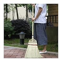 Whisk Broom, Traditional Straw Broom, Handmade Grass Rake Garden Broom, Long Bamboo Handle Natural Plant, No Need to Bend Over Wall-Mounted for Outdoor agh (Size : 135x26cm) (135x26cm)