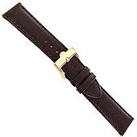 20mm Glam Rock Brown Saffiano Thick Genuine Leather Stitched Watch Band EZPINS