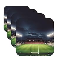 Drink Coasters with Holder Leather Coasters Set of 4 Night Stadium Round Coaster for Drinks Tabletop Protection Cup Mat Pad for Home and Kitchen Coaster Set for Home Decor 4 Inch