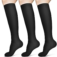 ACWOO Compression Socks for Men and Women, 3 Pairs of Support Stockings, Medical Compression Socks with 15-20 mmhg, Black Thrombosis Stockings, Compression Socks for Running, Sports, Flight, Cycling