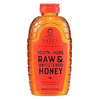 Nate's 100% Pure, Raw & Unfiltered Honey - Award-Winning Taste, 32oz. Squeeze Bottle