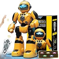 RC Robot Toys for Kids Ages 3 4 5-7 Year Old Magic Record Voice Function, Remote Control Robots Toy for Boys and Girls Programmable Music Dance Interactive Warrior Robo Birthday Gift for Toddler