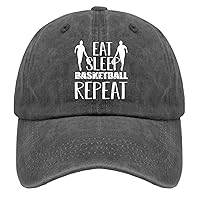 Eat Sleep Basketball Repeat Hat Trucker Cap Pigment Black Black Hats for Men Gifts for Grandpa Cool Hats