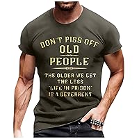Mens Personalized Vacation Oversized Shirts Summer Vintage Letter Print Short Sleeve Round Neck T-Shirt