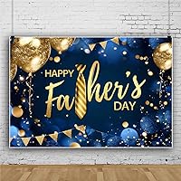 Leowefowa Father's Day Blue Backdrop 10x8ft Blue Gold Glitter Balloons Black Tuxedo Suit Gold Tie Photography Background Happy Father's Day Family Party Banner Decor Photo Supplies Prop