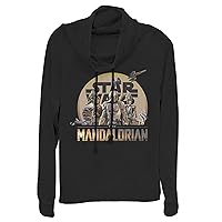 STAR WARS Mandalorian Charcter Action Pose Women's Long Sleeve Cowl Neck Pullover