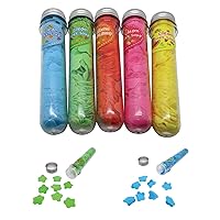 Flower Paper Soap Sheets (Assorted Colors) - Portable Disposable Travel Bath Confetti - for Indoor, Travel, Camping, Hiking, Outdoor (5 Tubes)