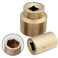 CS Unitec | Non-Sparking & Non-Magnetic Aluminum Bronze Impact Socket Set | 2 inch 6 Point Socket, 1 inch Drive