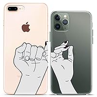 Matching Couple Cases Compatible for iPhone 15 14 13 12 11 Pro Max Mini Xs 6s 8 Plus 7 Xr 10 SE 5 Friends Sketch Clear Cover Slim fit BFF Drawing Flexible Print Hands Cute Swear Design Pinky