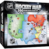 MasterPieces Sports Puzzle - All Teams 500 Piece Jigsaw Puzzle for Adults - NHL League Hockey Map - 21 x 15