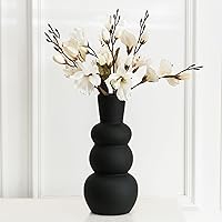 Black Ceramic Vase, Modern Dried Flower Vase, Black Matte Pampas Flower Vases, Boho Home Decor for Centerpiece Wedding Dinner Table Party Living Room Office Bedroom, Housewarming Gift