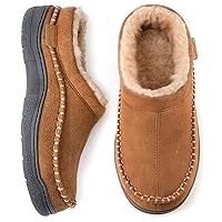 Zigzagger Men's Slip On Moccasin Slippers, Indoor/Outdoor Warm Fuzzy Comfy House Shoes, Fluffy Wide Loafer Slippers