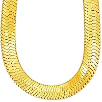 TUOKAY Big Heavy Fake Gold Herringbone Chain 31 Inch Long 11mm Thick Herringbone Necklace Chain, Faux 18K Gold Chain Costume for Women and Men