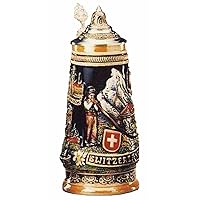 German Beer Stein Switzerland 0.5 liter tankard, beer mug KI 307 0,5L Switzerland