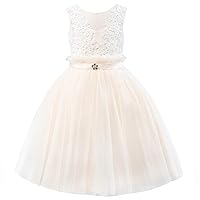 PLUVIOPHILY Lace Dusty Grey Tulle Wedding Flower Girl Dress Junior Bridesmaid Dress…