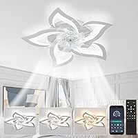 YUNLONG Ceiling Fans with Lights and Remote Silent Chrome Ceiling Fans with Lamps Reversible DC Motor Dimmable Memory Low Profile Fan Light Ceiling with 6 Speeds Summer Winter Mode