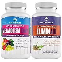 Metabolism Day EliminAid Bundle - Metabolism Energy Booster Plus Colon Cleanser for Constipation & Bloating Relief - for Men & Women - 60 Capsules per Bottle