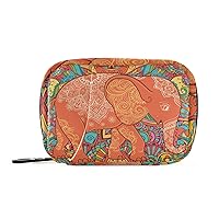 Beautiful Elephant Pill Case Bag Pill Organizer Box with Zipper Portable Vitamin Fish Oil Medicine Case for Hotel Business Camping Sport Travel Weekly, Elephant Orange