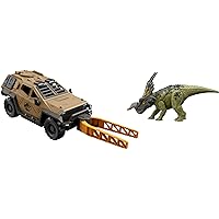 Mattel Jurassic World Truck & Einiosaurus Dinosaur Action Figure Toy Set with Flip & Roll Feature, Mission Mayhem Vehicle for Dino & Destruction Play