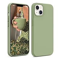 AOTESIER iPhone 13 Phone Case, [Military Shockproof Protection] Liquid Silicone Case with Soft Anti-Scratch Microfiber Lining, 6.1 inch Slim Thin Cover, Tea Green