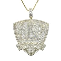 Hip-Hop Letter ABP Pendant Necklace for Men Boy Micro Paved CZ Iced Out Bling Big Heavy Stones Gold Sliver