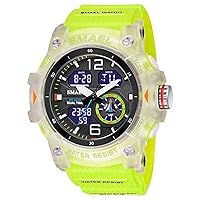 SMAEL 8007 Men's Sport Watch Digital Watch for Men Outdoor Wrist Watch with Quartz Dual Movement (Light Green)