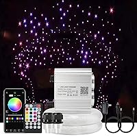AKEPO Upgraded 16W Dual Head Twinkle Fiber Optic Lights Kit with 750pcs of Mixed Diameter Fibers 9.8ft/3m+Remote, Car Home Use RGBW Twinkle+APP Control+Music Activated Star Ceiling Sky Light