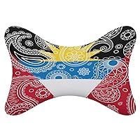 Antigua and Barbuda Paisley Flag Car Headrest Pillow 2pcs Memory Foam Neck Pillow Neck Support Pillow for Camping and Traveling