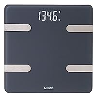 Taylor Bluetooth Smart Body Composition Scale for Body Weight, Body Fat, Water, Muscle and Bone Mass, Weight Tracking, and BMI with Smartphone App, 400 lbs - Charcoal (5297054)