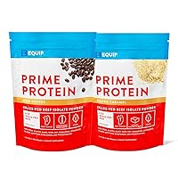 Equip Foods Prime Protein Powder - Salted Caramel & Iced Coffee - Grass Fed Beef Protein Powder Isolate - Paleo and Keto Friendly, Gluten Free Carnivore Protein Powder - Helps Build and Repair Tissue