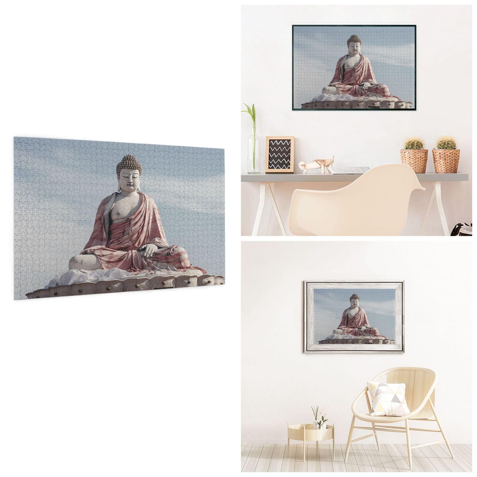 Ekyoshcz White Buddha Statue Print Puzzles Personalized Puzzle For Adults Wooden Picture Puzzle 1000 Piece Jigsaw Puzzle For Wedding Gift Mother Day