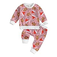 Toddler Baby Boy Girl 2Pcs Christmas Set Long Sleeve Crew Neck Sweatshirt Elastic Pants Winter Autumn Outfits