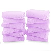 12 Pack Premium Washcloths Set - Quick Drying- Soft Microfiber Coral Velvet Highly Absorbent Wash Clothes - Multipurpose Use as Bath, Spa, Facial, Fingertip Towel (Purple)
