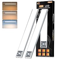 Under Cabinet Lights, 120 LED Motion Sensor Lights Indoor, 2200mAh Rechargeable Battery Closet Lights, 3 Color Temperature Under Counter Lighting for Kitchen, Stair and Hallway (2Pack,12inch)
