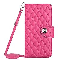 XYX Wallet Case for Moto G Stylus 5G 2023, Crossbody Strap 7 Card Slots TPU Inner Case Button Closure PU Leather Flip Folio Cover with Wrist Strap Kickstand, Rose