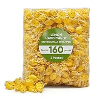 Lemon Drops Hard Candy Individually Wrapped - 2 Pounds Approx 160 Sour Lemon Candy, Holiday Candy Individually Wrapped - Yellow Bulk Candy, Christmas Candy in Bulk, Perfect for Holiday Season - Holiday Candy Individually Wrapped