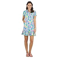 IBKUL Athleisure Wear Sun Protective UPF50+ Icefil Cooling Lilli Print Short Sleeve Godet Dress – 69488