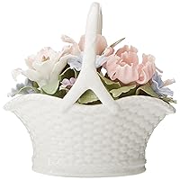 Cosmos 80089 Fine Porcelain Flower Basket Musical Figurine, 4-7/8-Inch , White