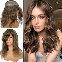 12INCH Hair Toppers for Women Real Human Hair Topper Miduim Density Full PU Base Hairpiece Hair Extensions (#4 Medium Brown Color)