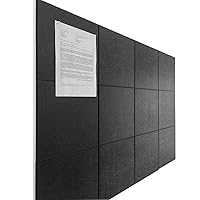 Large Cork Board Alternative - 12 Pack Felt Wall Tiles with Safe Removable Adhesive Tabs, Cork Boards for Walls Cork Board for Office Pin Board Tack Board Cork Board 48 x 36 - Black