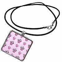 Cute Pink Plaid Cupcakes Pattern - Necklace With Pendant (ncl-372109)