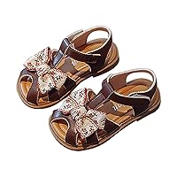 Girl Hiking Sandals Flower Embroidery Bow Princess Shoes Summer Set Flat Shoes Cute Girl Flip Flops