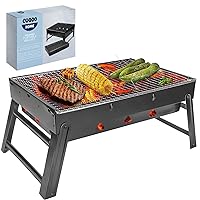 NATGAI Charcoal Grill Portable Barbecue Charcoal Grill,Stainless Steel Charcoal Grill Folding Grill Tabletop Outdoor Smoker BBQ for Camping Hiking Picnics Traveling 24''x13''x9'' 