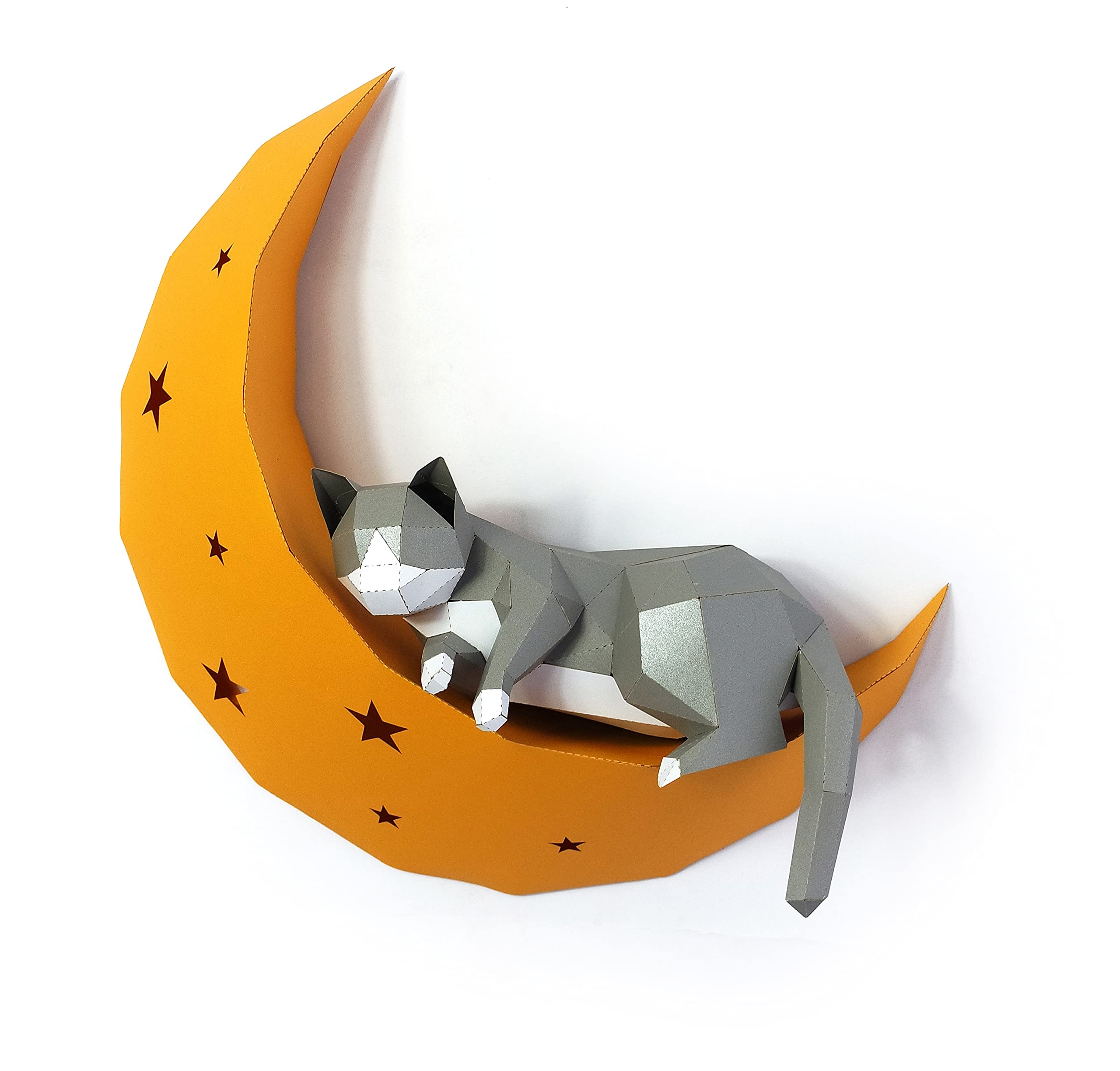 Mua EPUSNSY 3D Cat On Moon Animal Paper Wall Art Sculpture Model ...